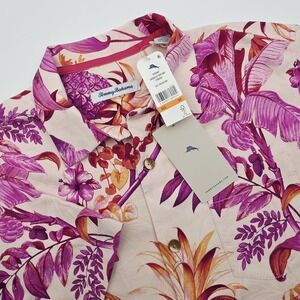 Tommy Bahama Garden of Hope and Courage Shirt Men's S Peach Silk NWT